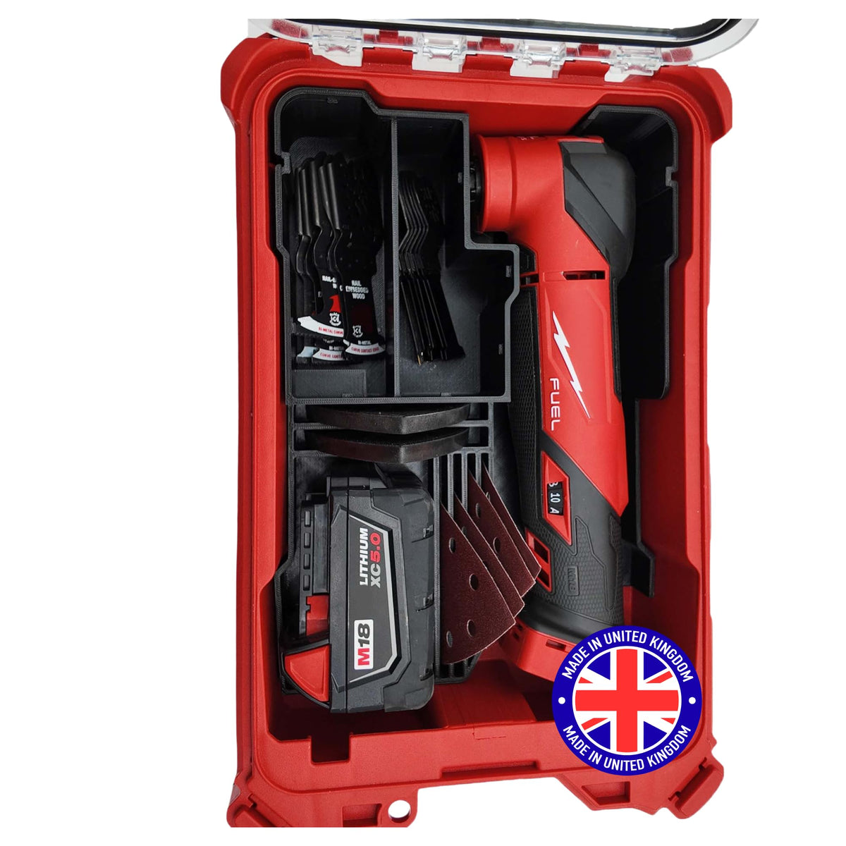 Milwaukee Packout Compatible Liner Organiser for Packout Compact Box (48-22-8435) – Precision Rigid Insert for M18 Multitool Organizer (Insert Only, Tools & Box Not Included)