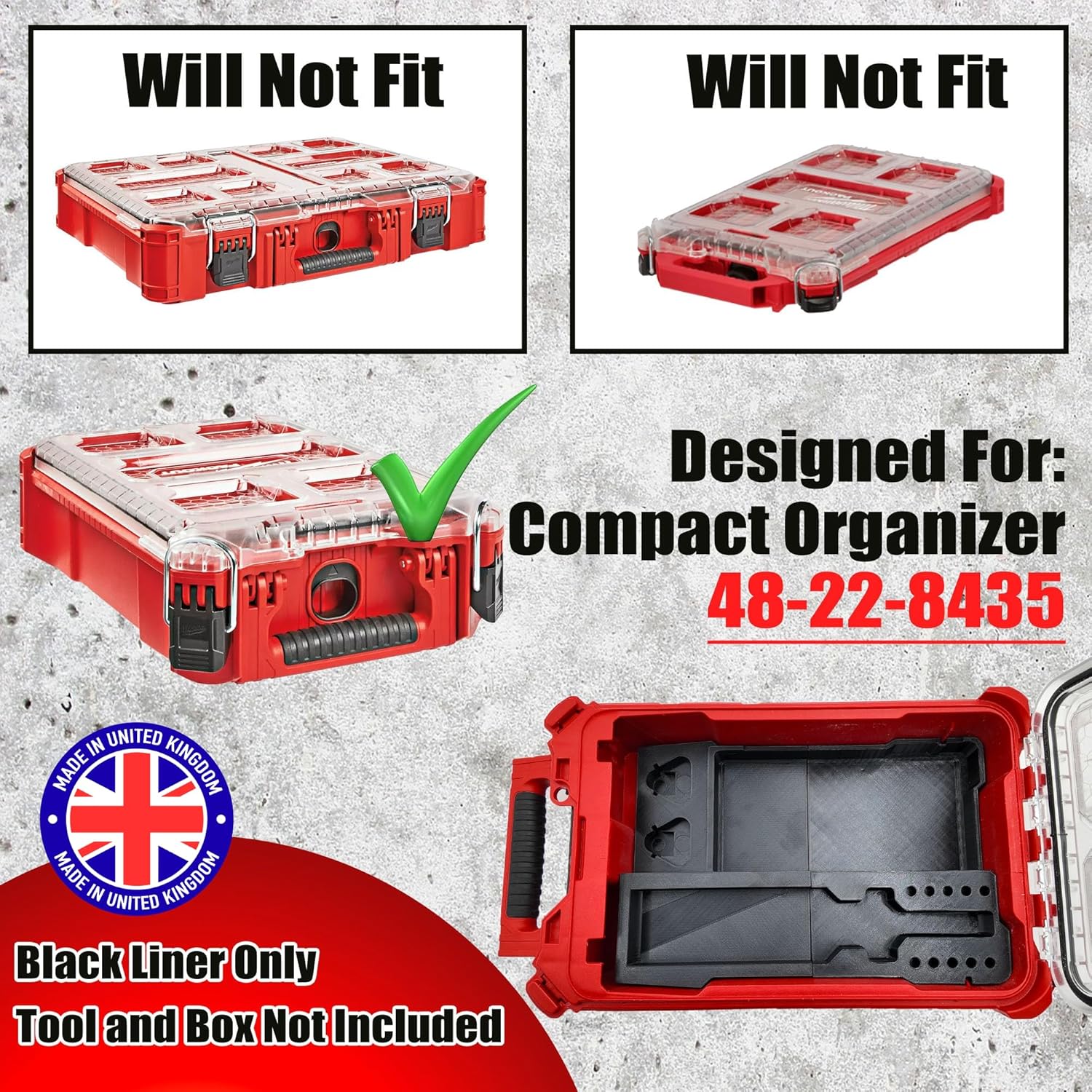 Milwaukee Packout Compatible Liner Organiser for Packout Compact Box (48-22-8435) – Precision Rigid Insert for M12 Soldering Iron Organizer (Insert Only, Tools & Box Not Included)