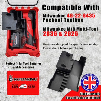 Milwaukee Packout Compatible Liner Organiser for Packout Compact Box (48-22-8435) – Precision Rigid Insert for M18 Multitool Organizer (Insert Only, Tools & Box Not Included)