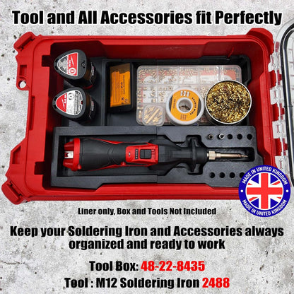 Milwaukee Packout Compatible Liner Organiser for Packout Compact Box (48-22-8435) – Precision Rigid Insert for M12 Soldering Iron Organizer (Insert Only, Tools & Box Not Included)