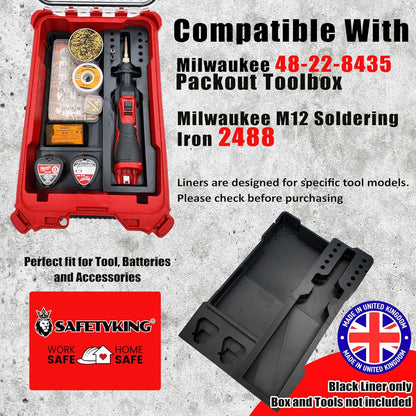 Milwaukee Packout Compatible Liner Organiser for Packout Compact Box (48-22-8435) – Precision Rigid Insert for M12 Soldering Iron Organizer (Insert Only, Tools & Box Not Included)