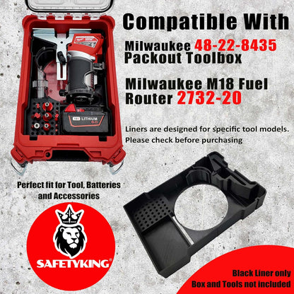 Milwaukee Packout Compatible Liner Organiser for Packout Compact Box (48-22-8435) – Precision Rigid Insert for M18 FUEL 2732-20 Compact Router & Accessories (Insert Only, Tools & Box Not Included)