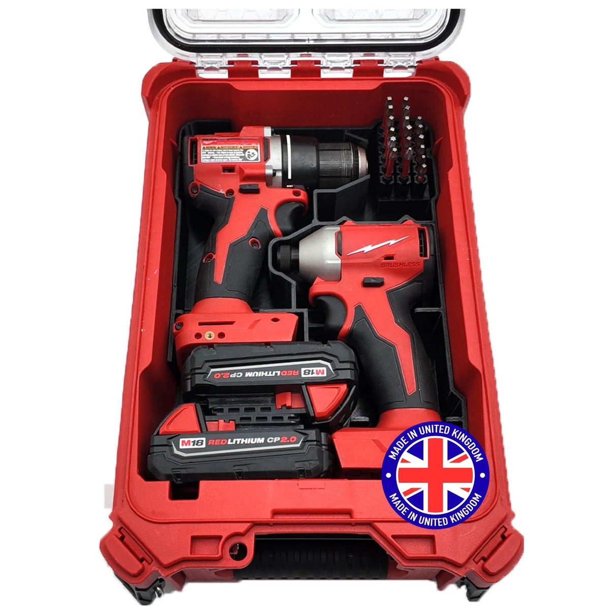 Milwaukee Packout Compatible Liner Organiser for Packout Compact Box (48-22-8435) – Precision Rigid Insert for M18 Drill Driver Organizer (Insert Only, Tools & Box Not Included)