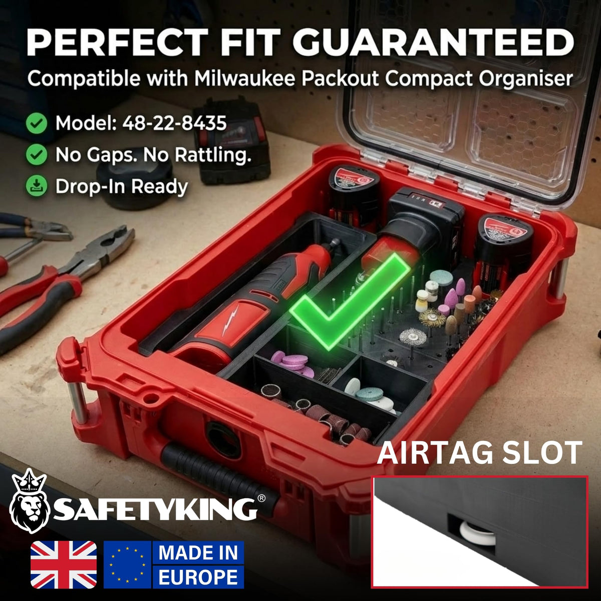 Milwaukee Packout Compatible Liner Organiser for Packout Compact Box (48-22-8435) – Precision Rigid Insert for M12 Hackzall Organizer (Insert Only, Tools & Box Not Included)