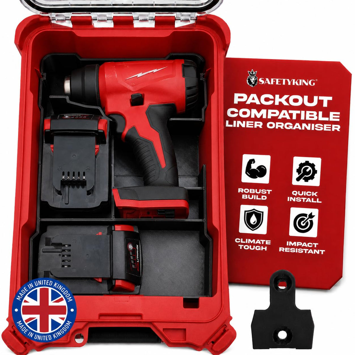 Milwaukee Packout Compatible Liner Organiser for Packout Compact Box (48-22-8435) – Precision Rigid Insert for M18 Heat Gun Organizer (Insert Only, Tools & Box Not Included)