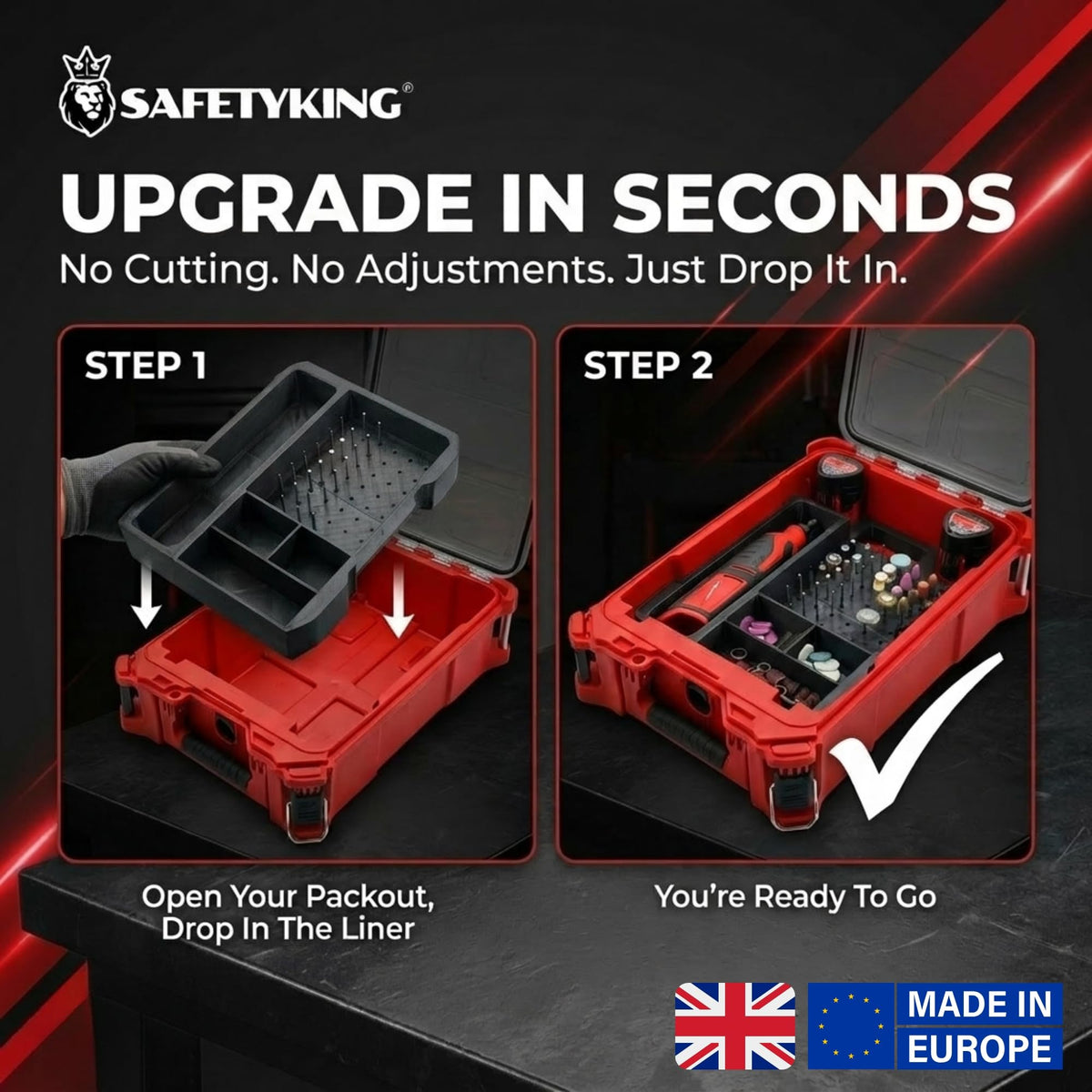 Milwaukee Packout Compatible Liner Organiser for Packout Compact Box (48-22-8435) – Precision Rigid Insert for Wrench/Spanner Organizer (Insert Only, Tools & Box Not Included)