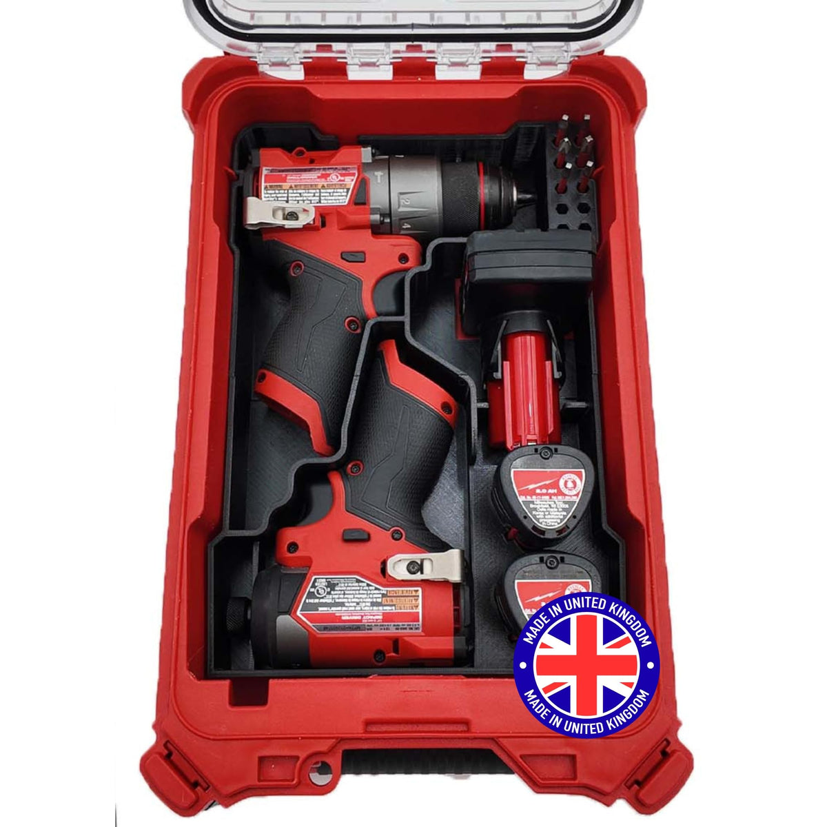 Milwaukee Packout Compatible Liner Organiser for Packout Compact Box (48-22-8435) – Precision Rigid Insert for M12 FUEL Drill Driver Organizer (Insert Only, Tools & Box Not Included)