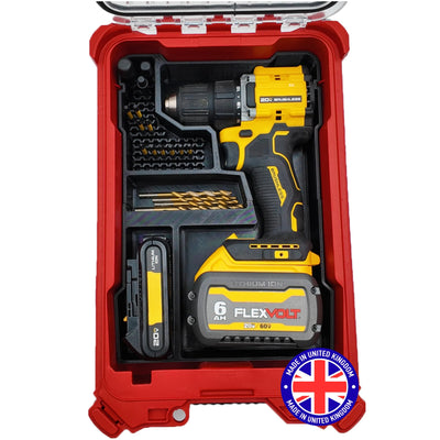 SAFETYKING® 20V Max Drill Set Organizer Compatible With Dewalt Tough System Deep Compact Organizer Precision Rigid Insert for Organizer (Insert Only, Tools Box Not Included)